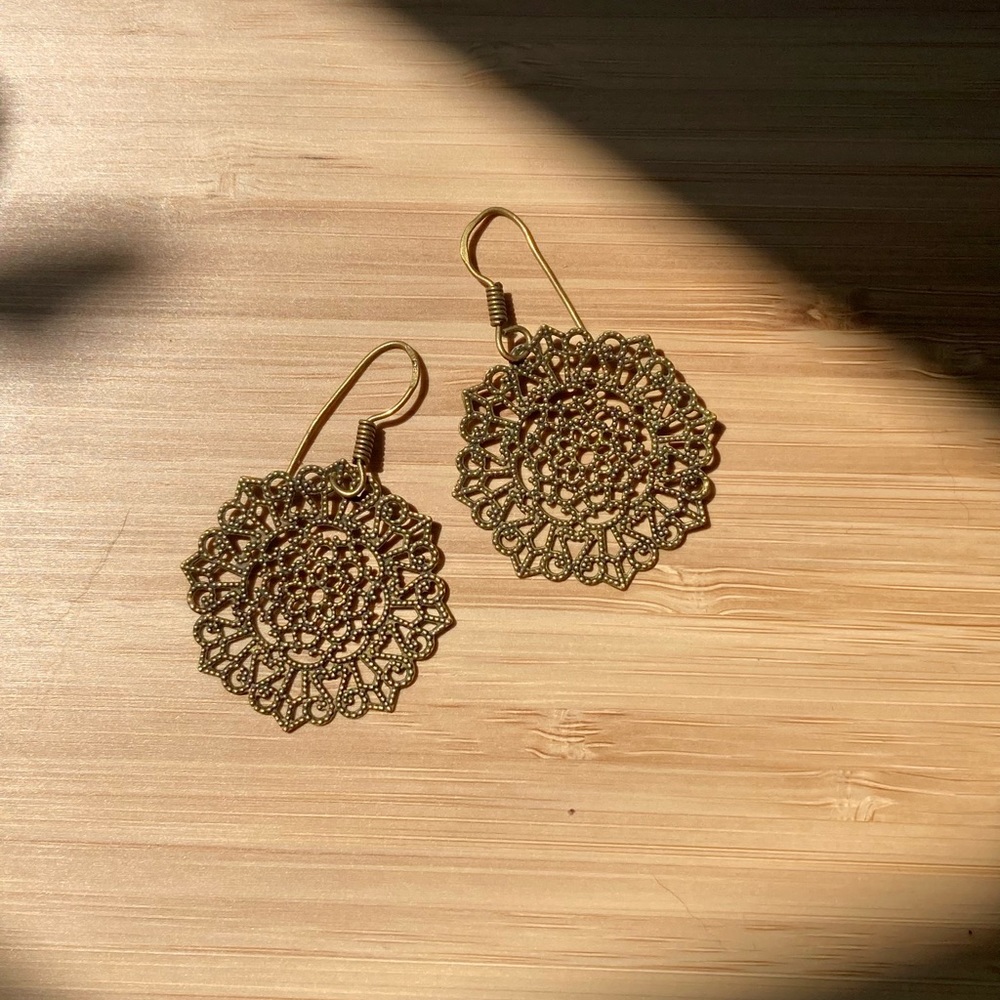 Gold Mandala Earrings